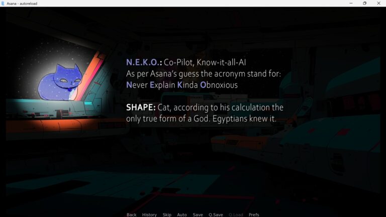 Official ASANA Visual Novel screenshot 2, courtesy of developer Testudo