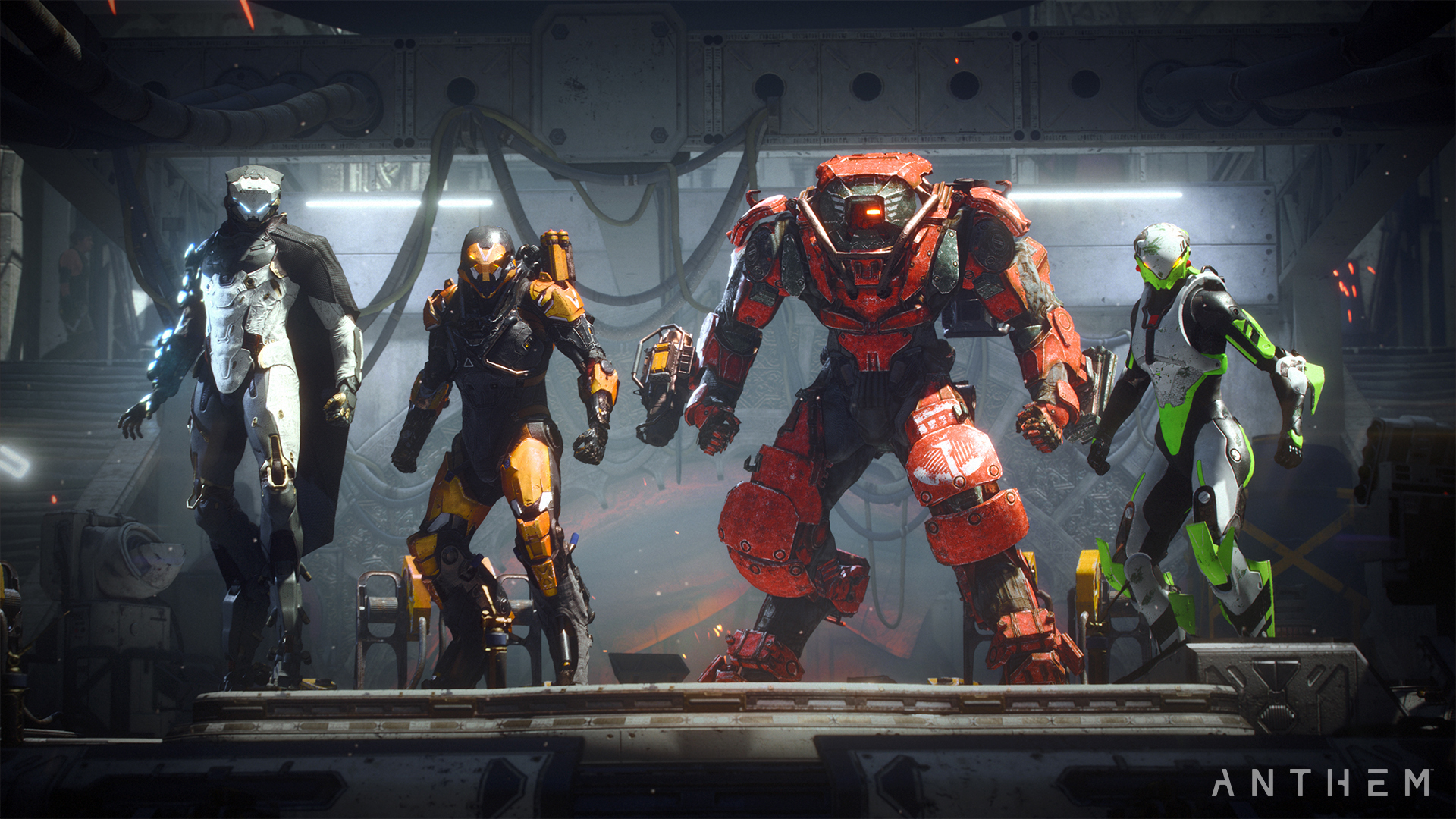 The four Javelin suits from Anthem