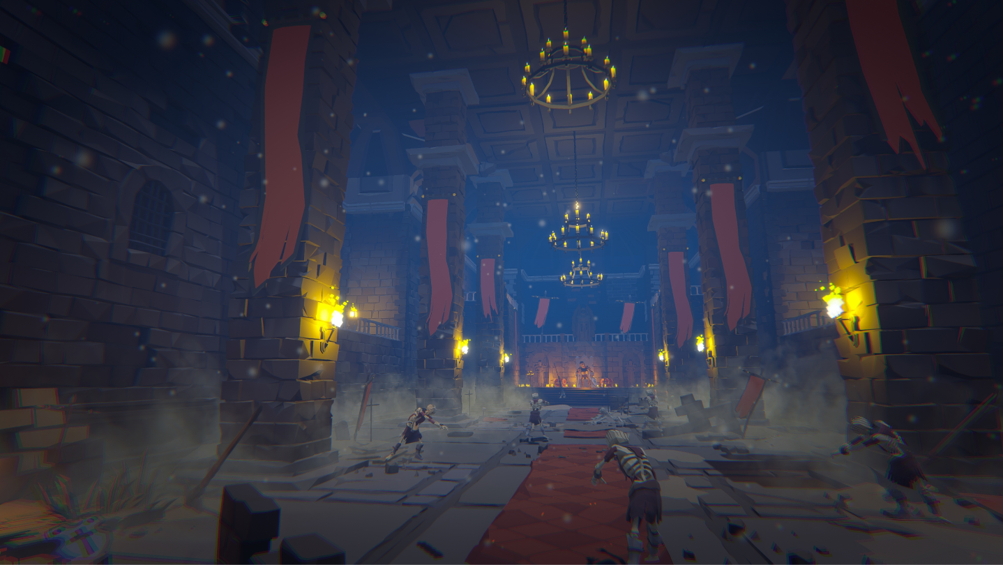 Ash of the Covenant official screenshot of a torchlit dungeon and skeletal enemies