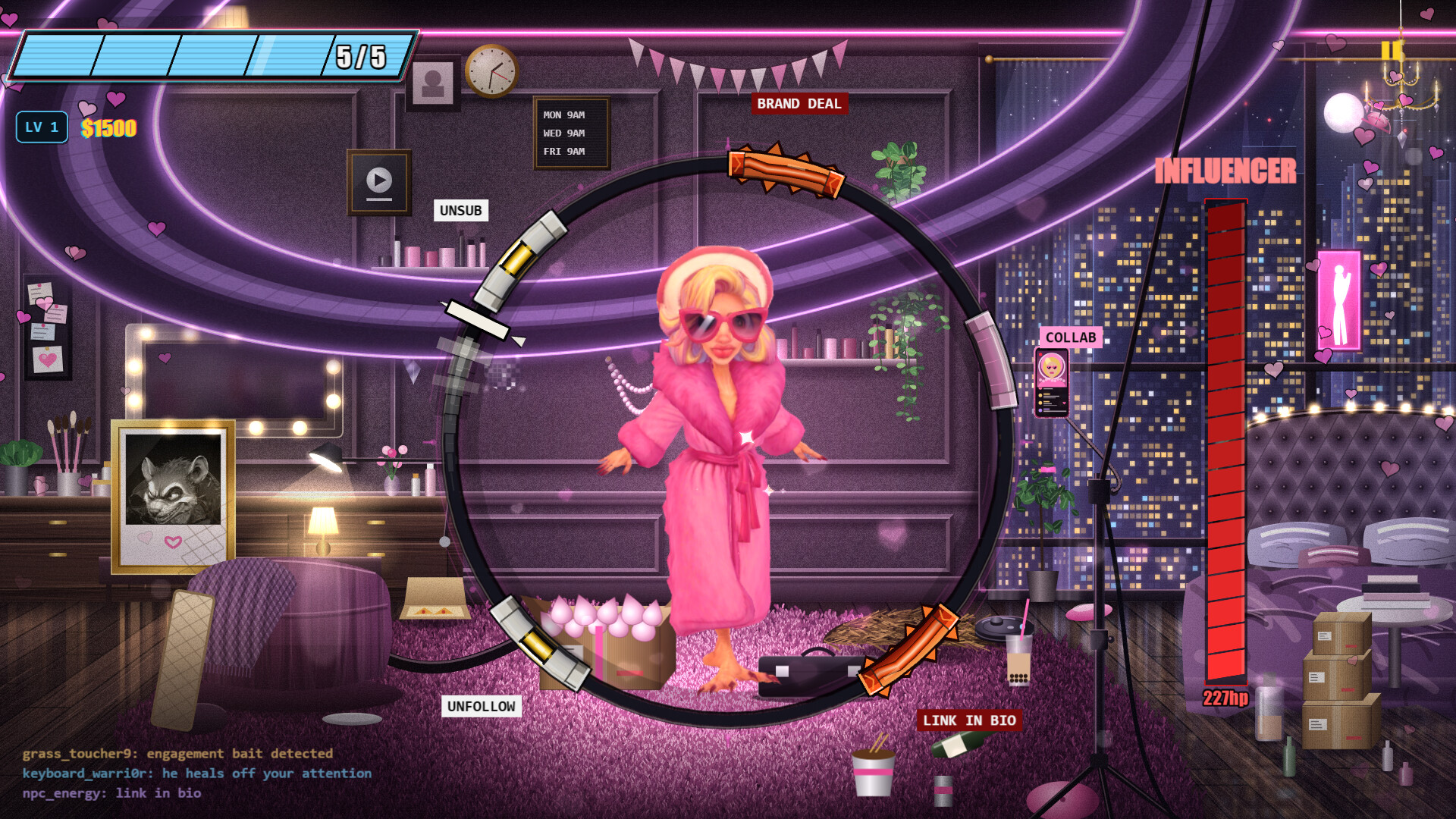 Original CLICK BAIT gameplay screenshot: An encounter with the Influencer