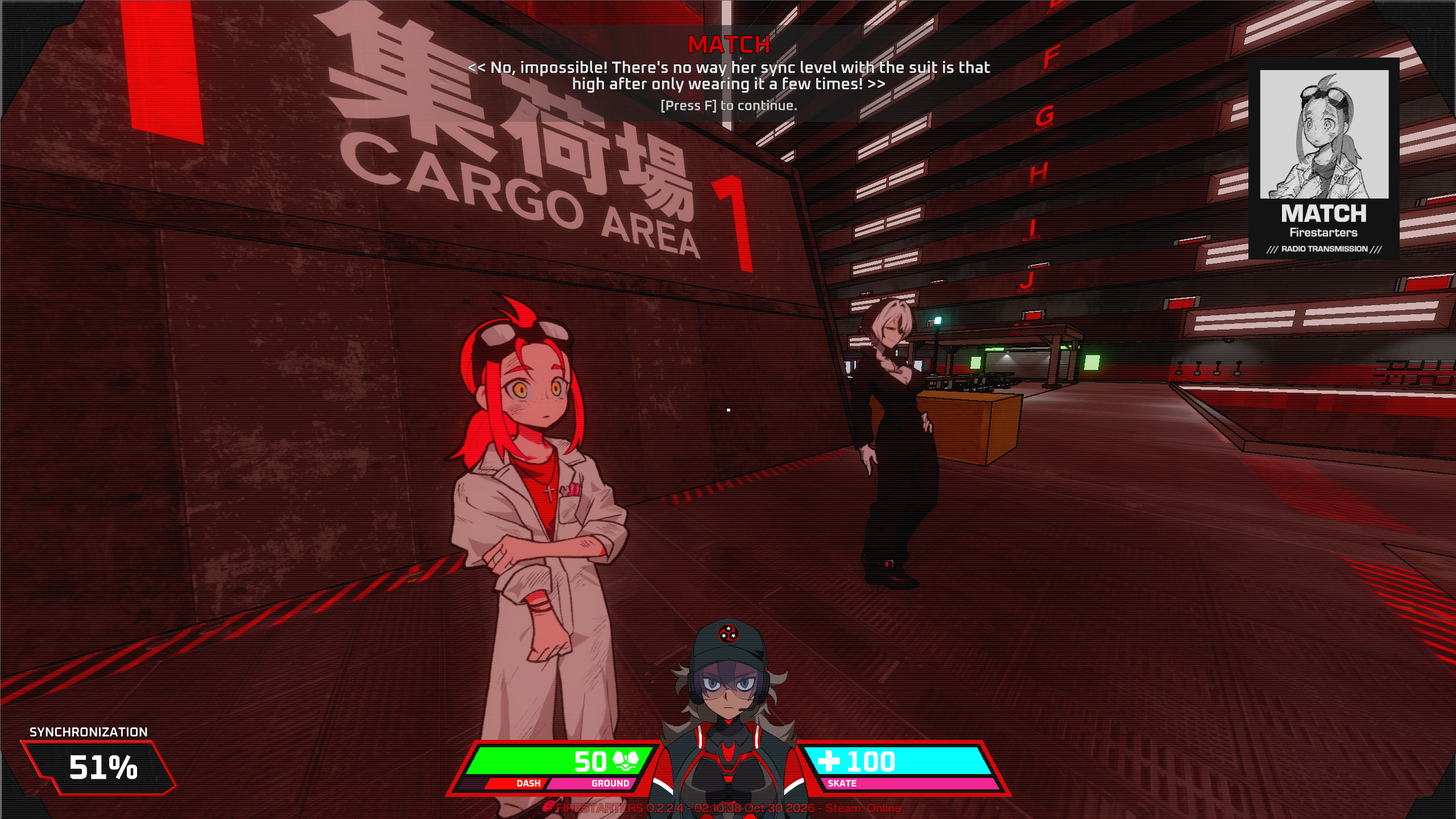 FIRESTARTERS anime-style story characters in the red industrial arena