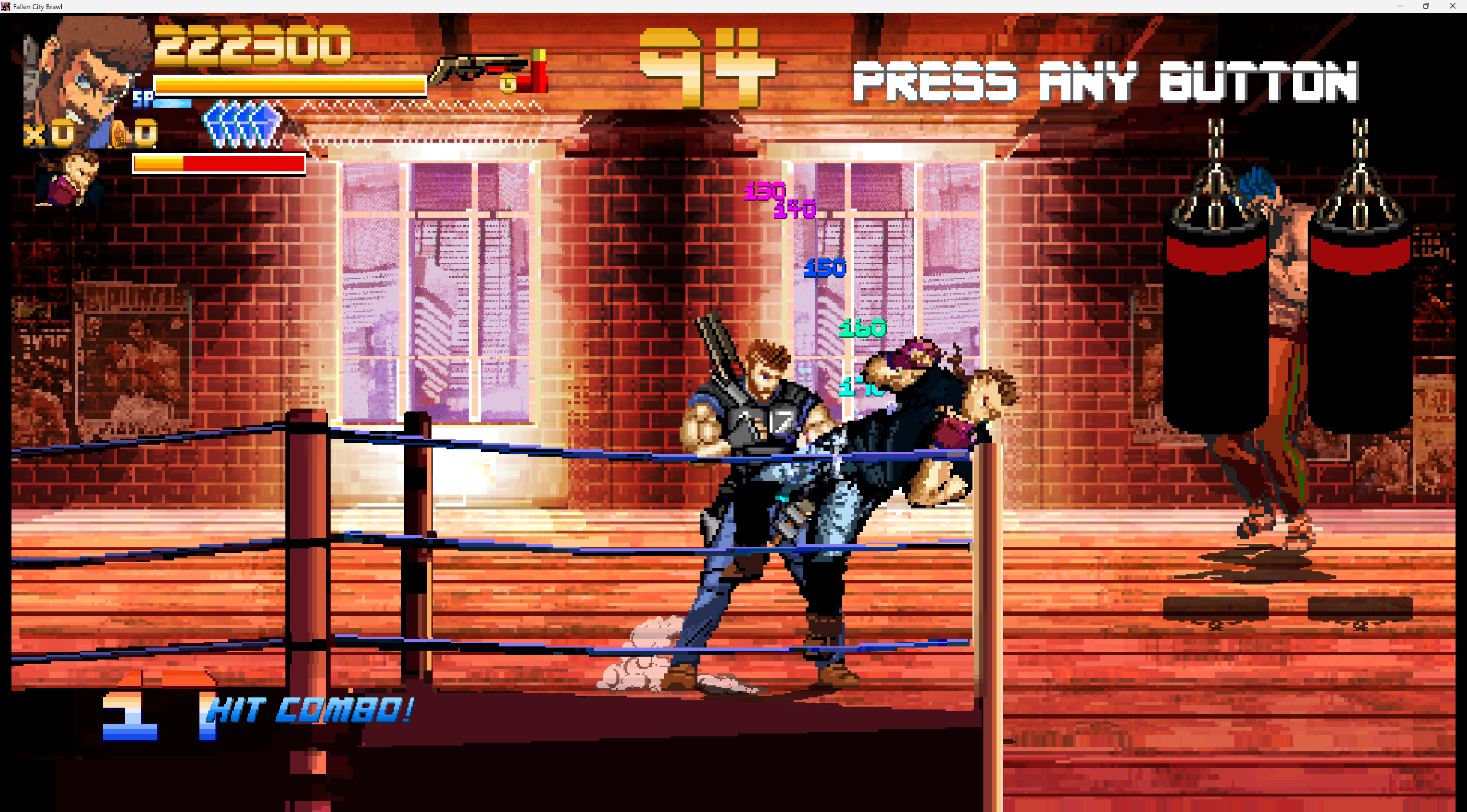 Original Fallen City Brawl gameplay showing the gym interior