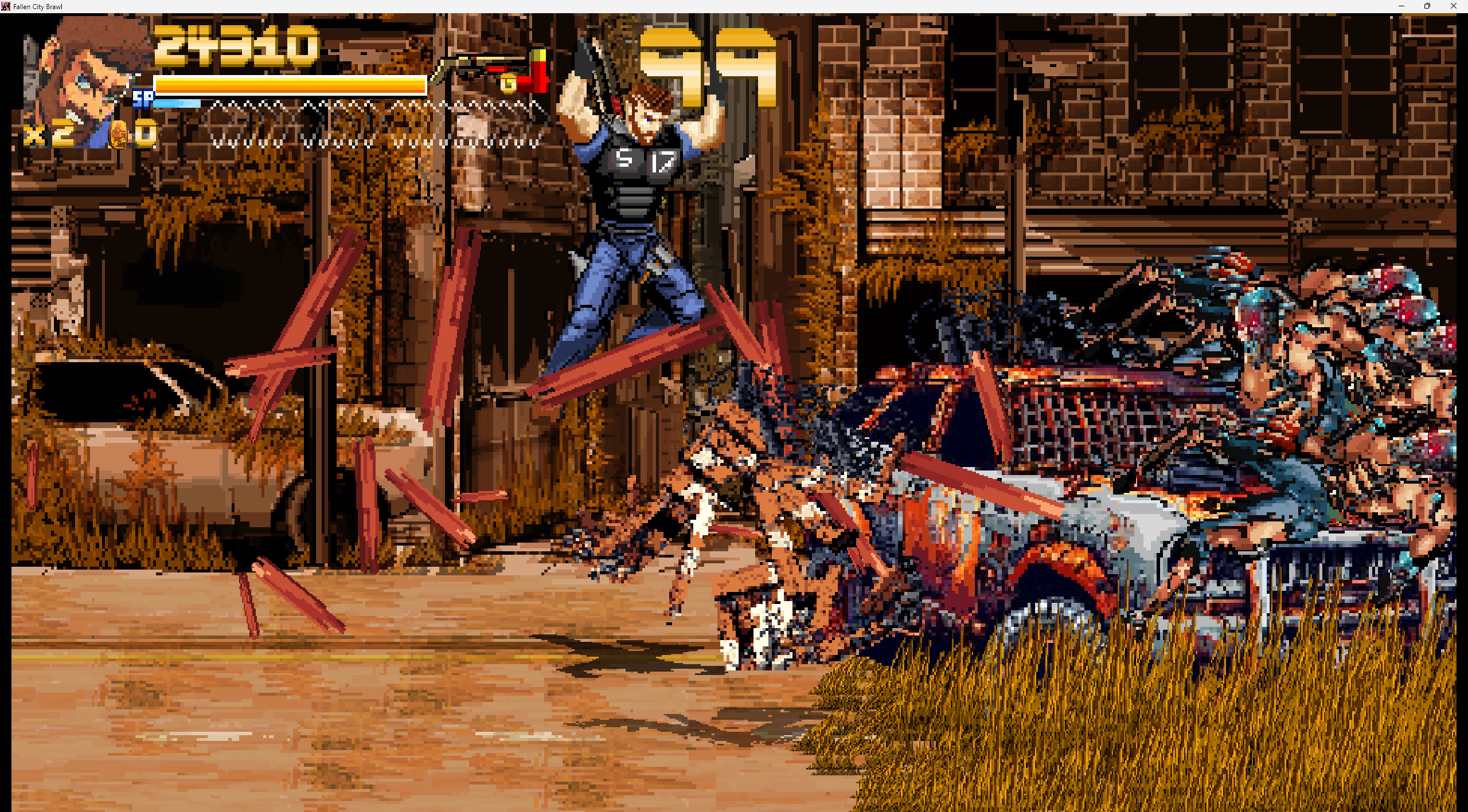 Original Fallen City Brawl gameplay showing a leaping strike