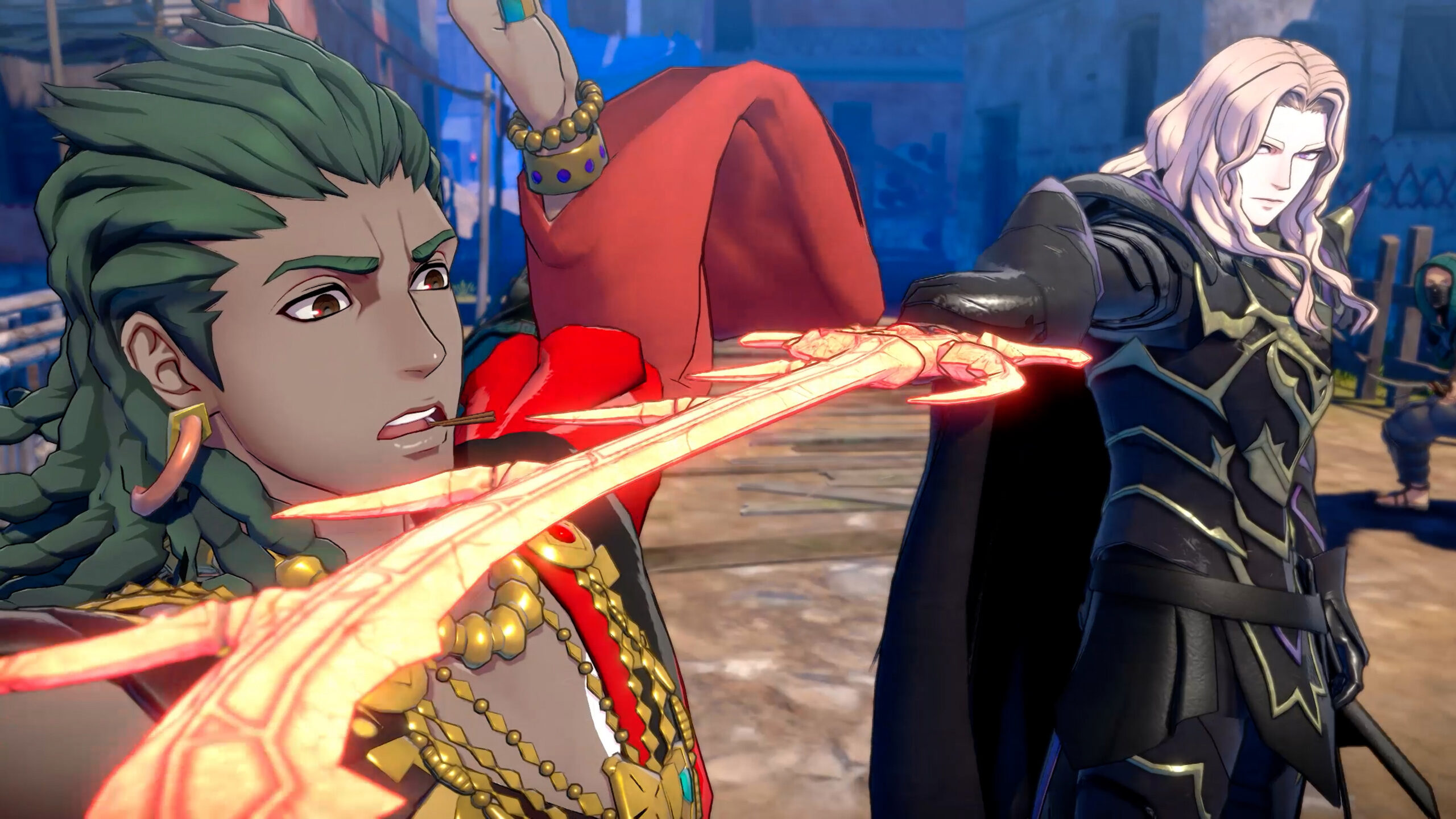 A confrontation in Fire Emblem: Fortune's Weave.