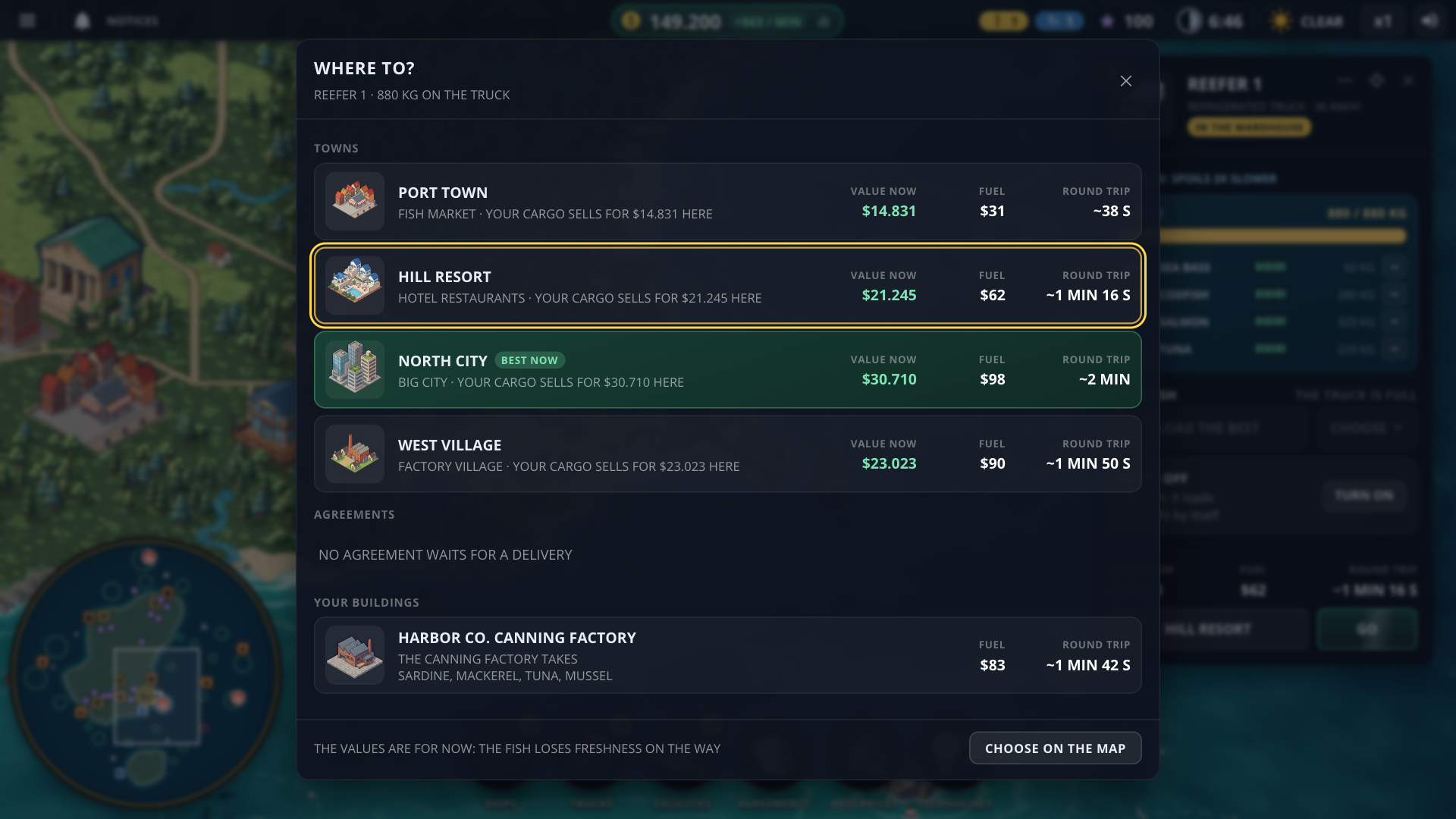 Fishing Company Tycoon delivery market selector genuine game screenshot from Ozden Games