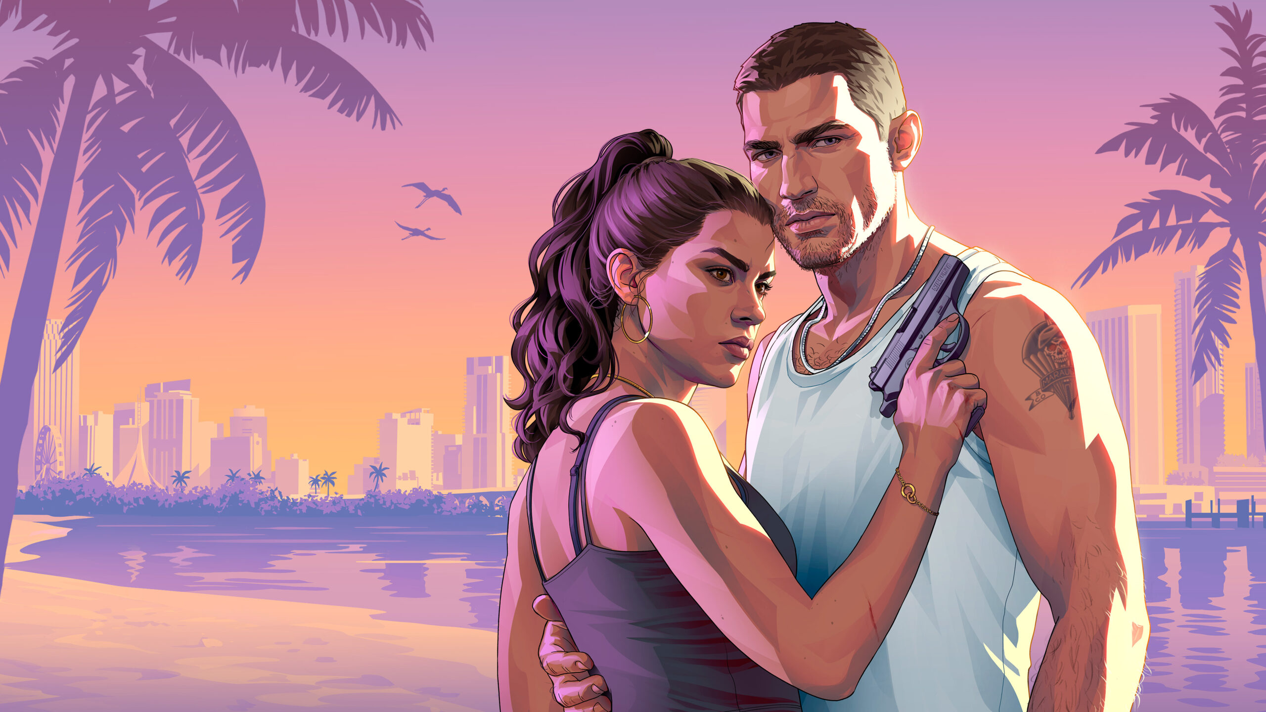 Jason and Lucia in official Grand Theft Auto VI promotional artwork