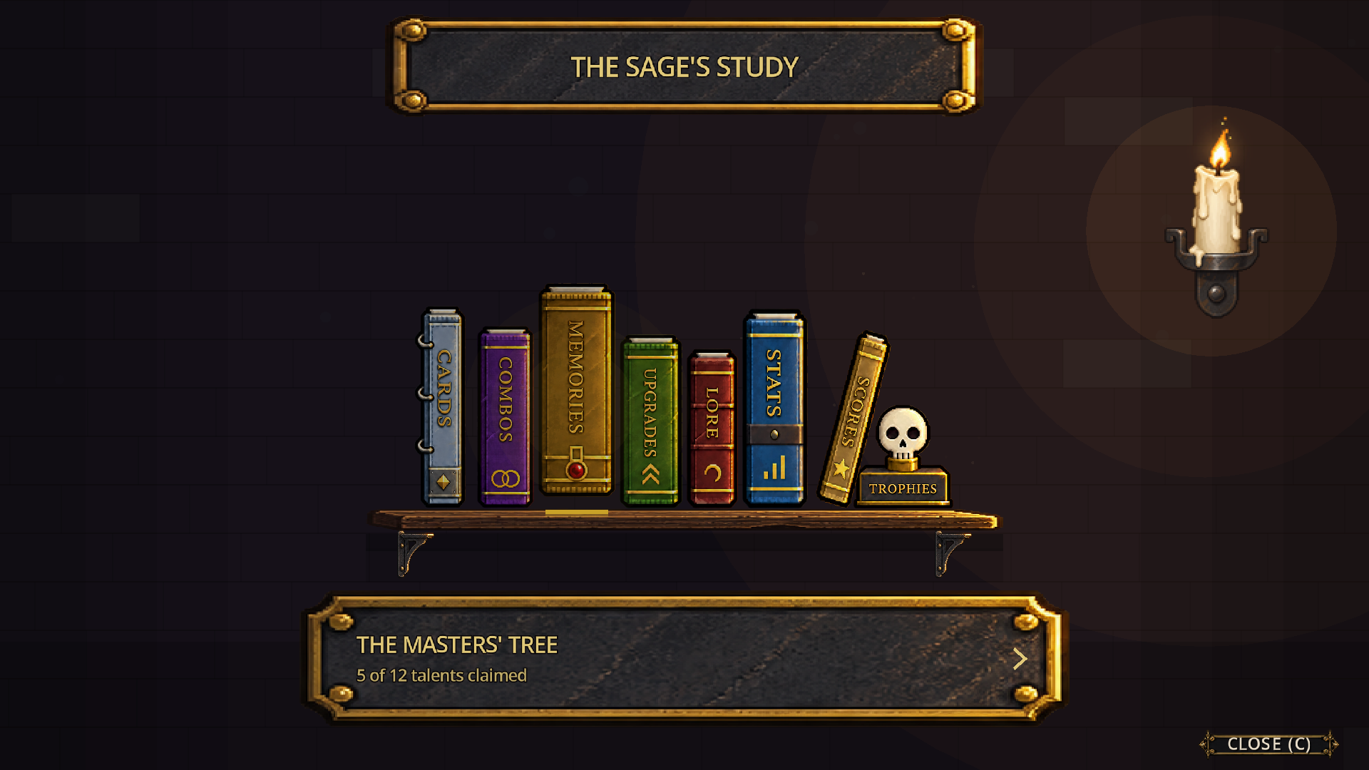 Official Graveyard Shift screenshot showing the Sage’s Study interface and lore book