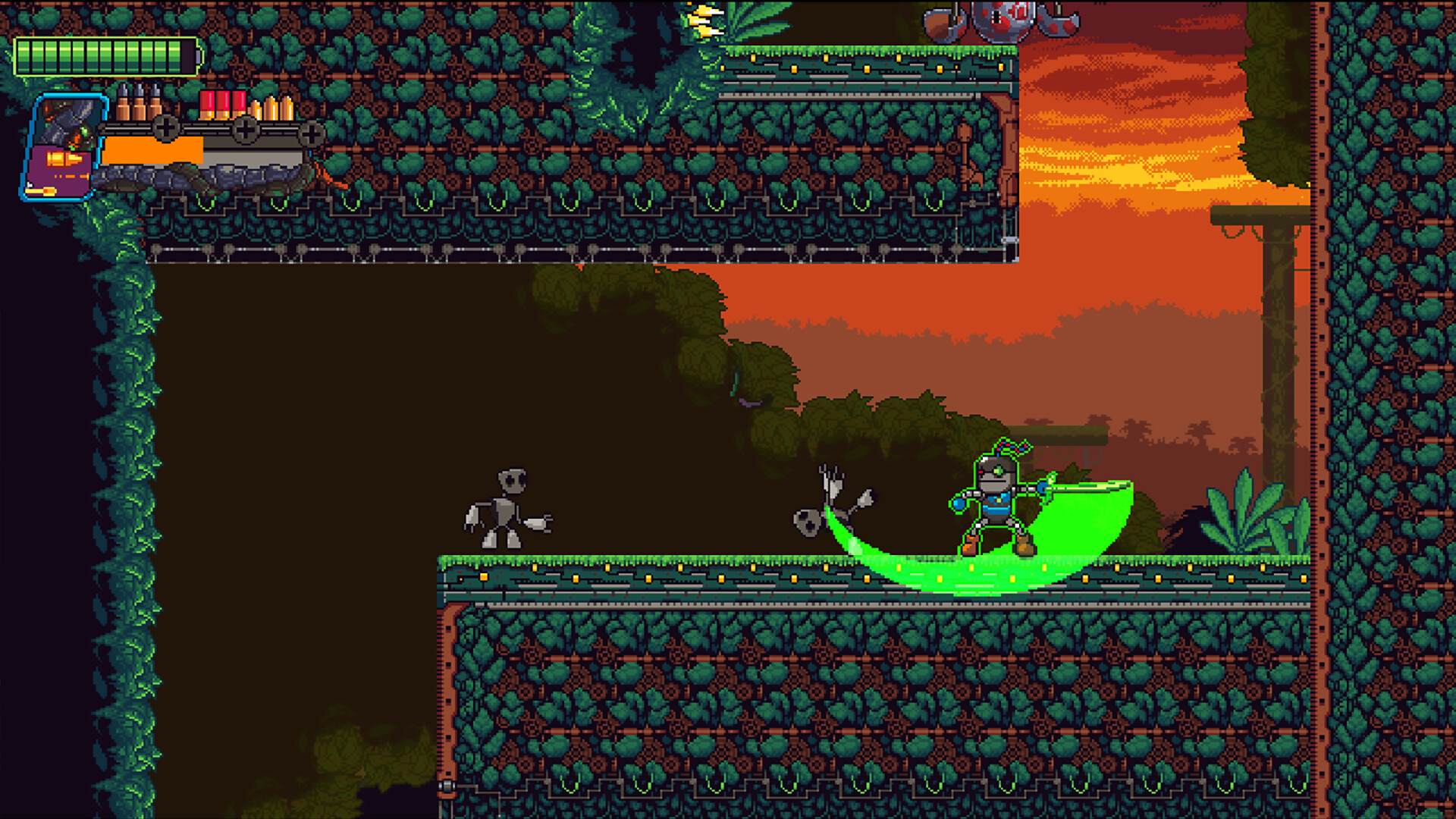 An official HeroBot pixel-art gameplay screenshot from FellsSwordGames