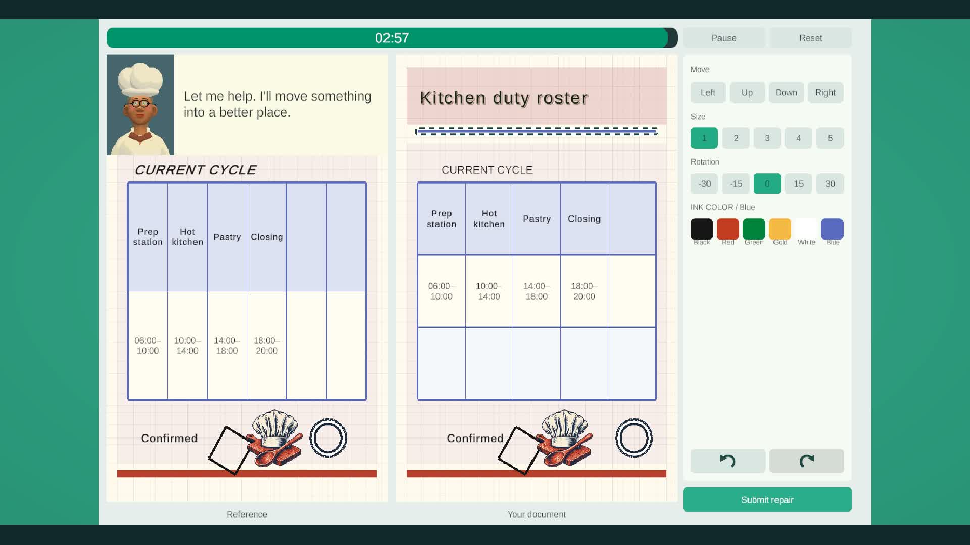 CUTKEY Studio screenshot of client interruption gameplay in I nailed this document!