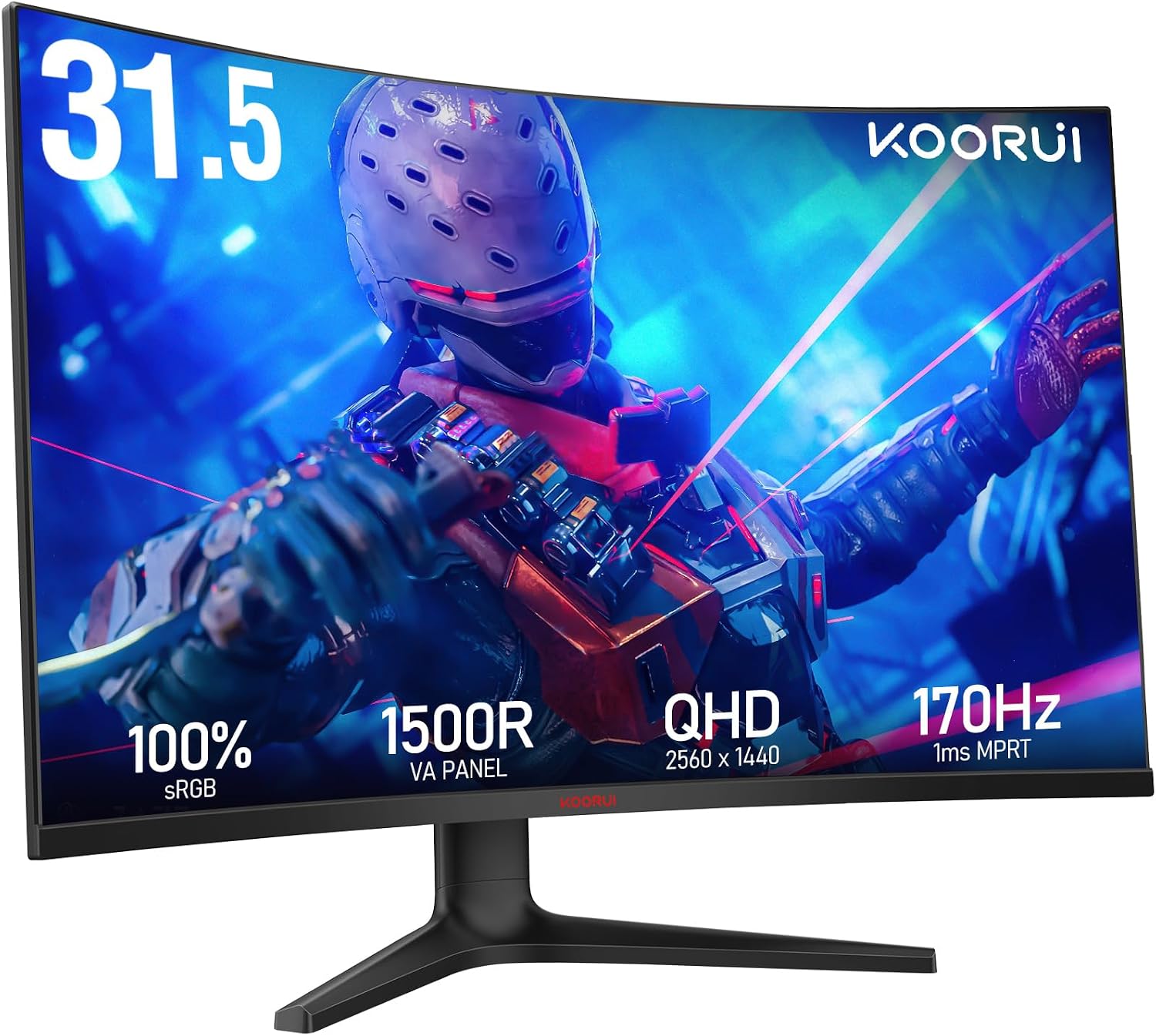 KOORUI 31.5 inch curved 2560x1440 170Hz gaming monitor; manufacturer product photo