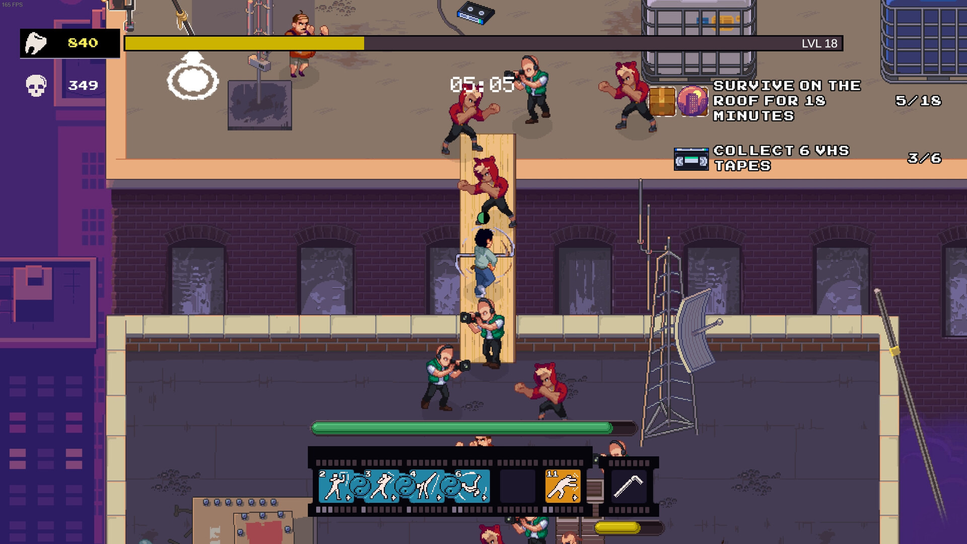 Karate Survivor pixel-art martial arts combat on a rooftop, official Alawar Steam screenshot