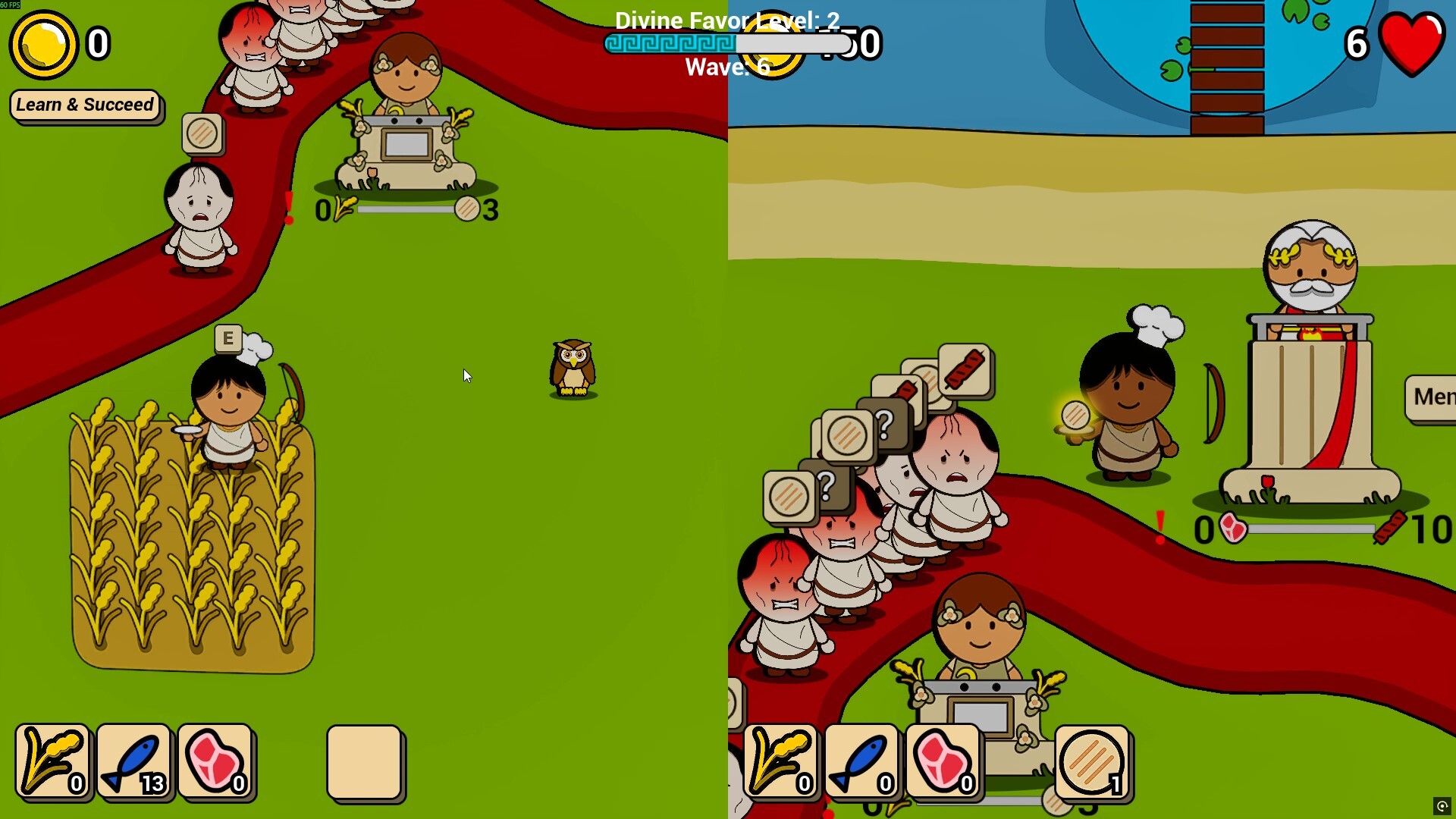 Official Kitchen of Gods gameplay screenshot showing the colourful tavern management and delivery systems, courtesy LionDev