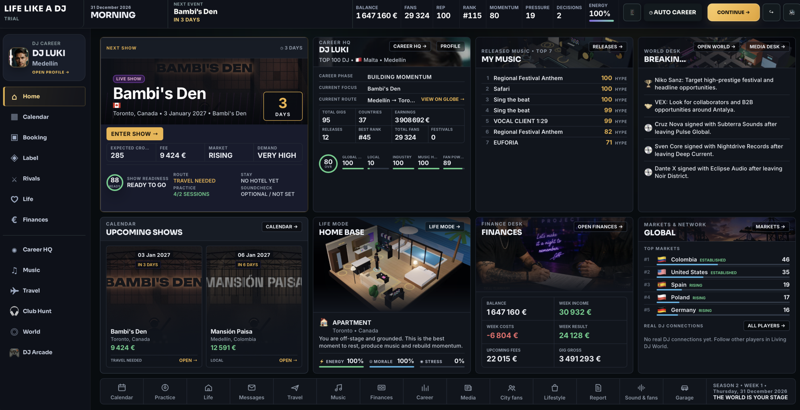Original HOME screen capture of LIFE LIKE A DJ, provided by developer Łukasz Zaranek