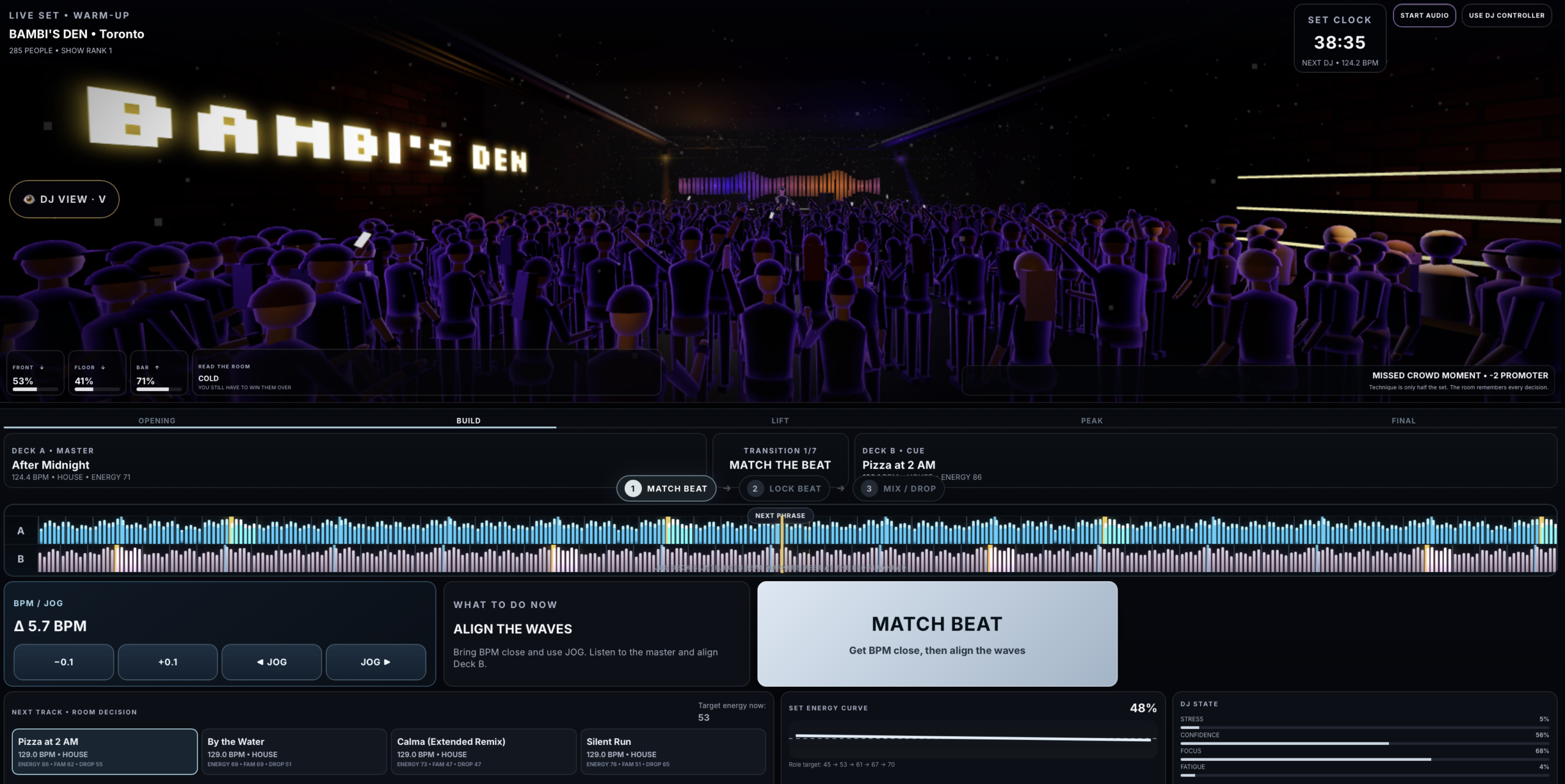 Live-show sequence from the current LIFE LIKE A DJ build