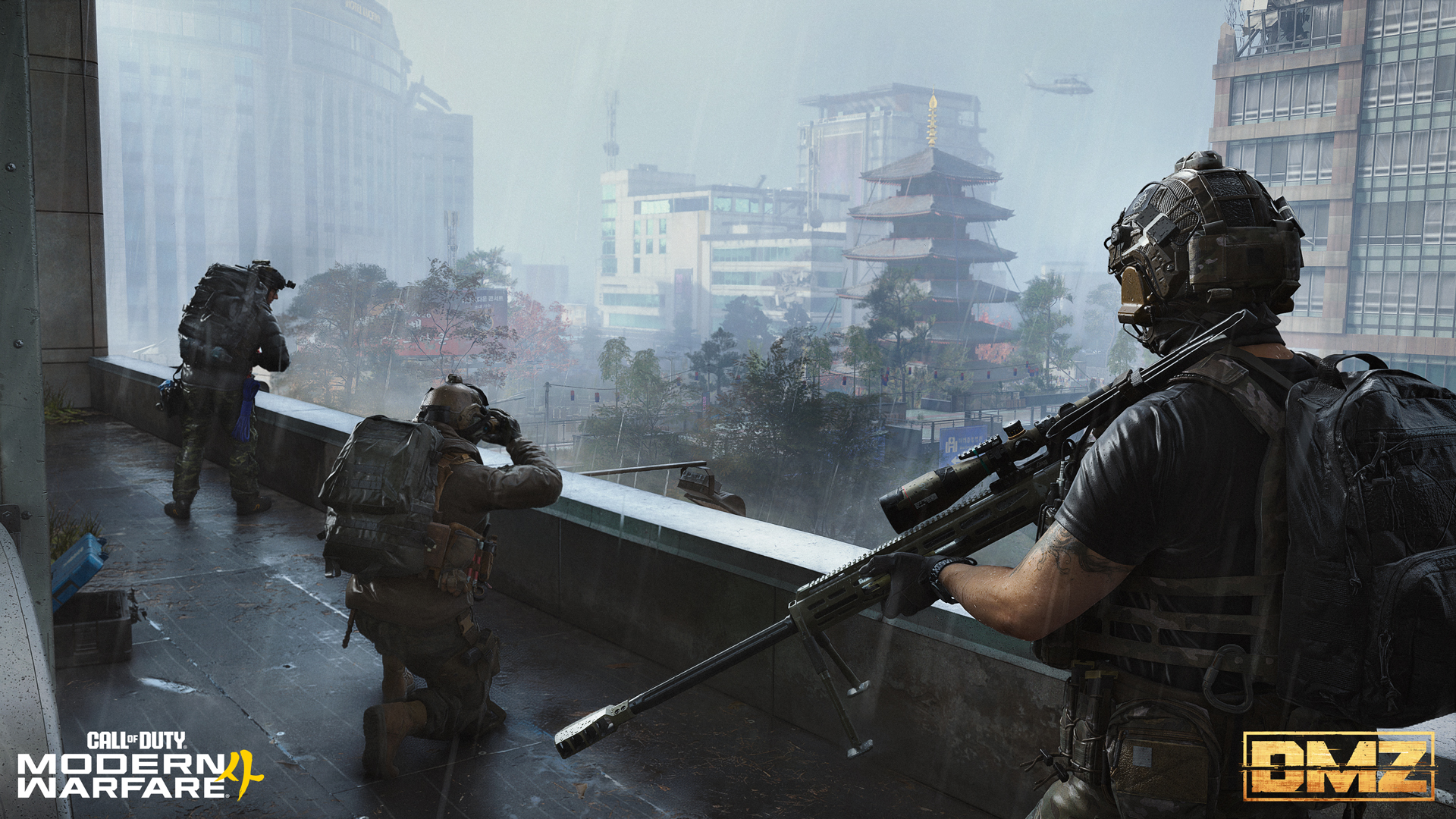 Official Call of Duty Modern Warfare 4 DMZ image showing three operators overlooking Hajin