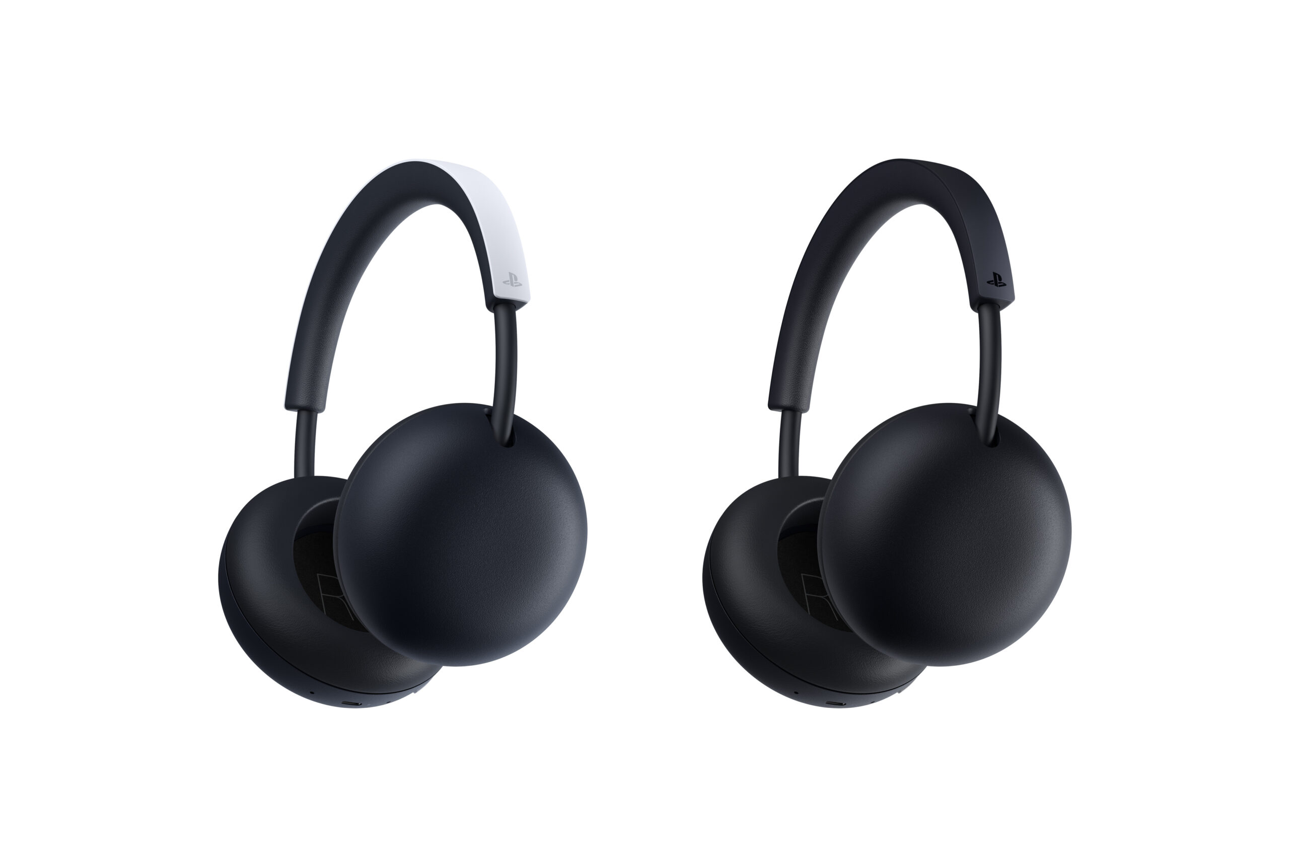 PlayStation Pulse wireless headset shown in White and Midnight Black, official Sony Interactive Entertainment image
