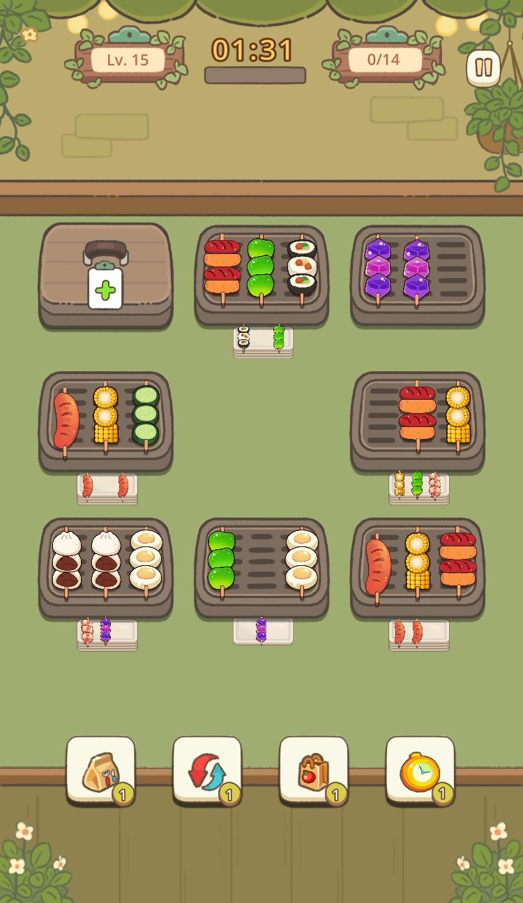 Original unedited Pocha Moonlight Sort Puzzle iPhone gameplay screenshot, level 15, supplied by developer Pong Studio