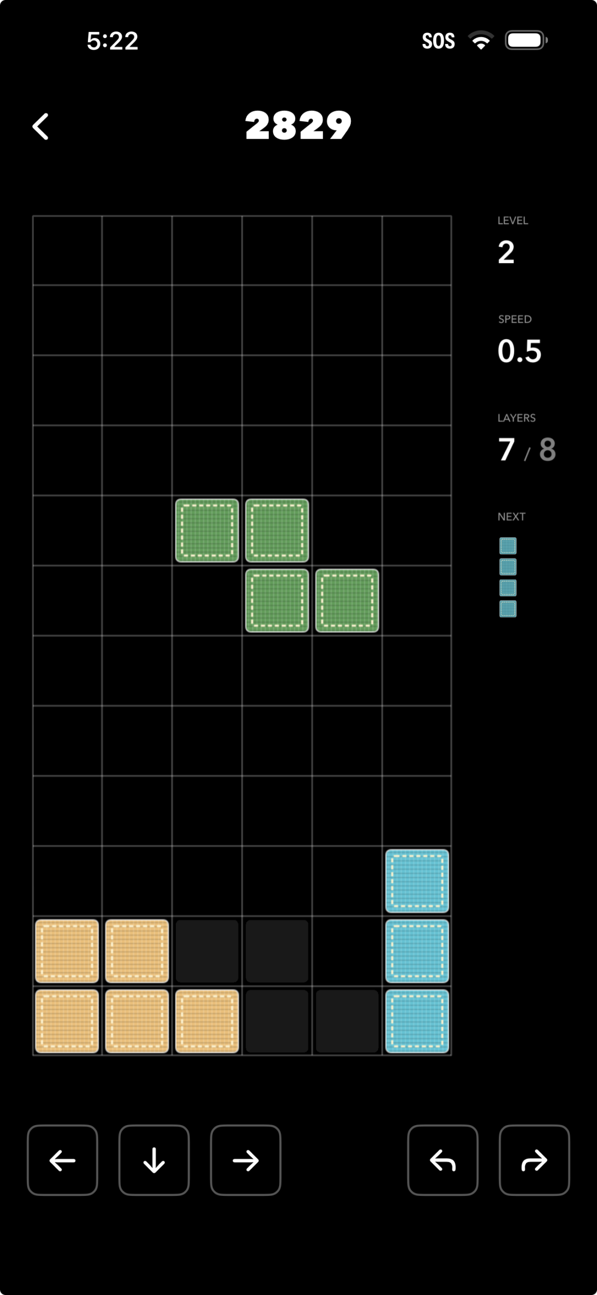Original Polyx 2D iOS gameplay screenshot from an early level with the patchwork style.