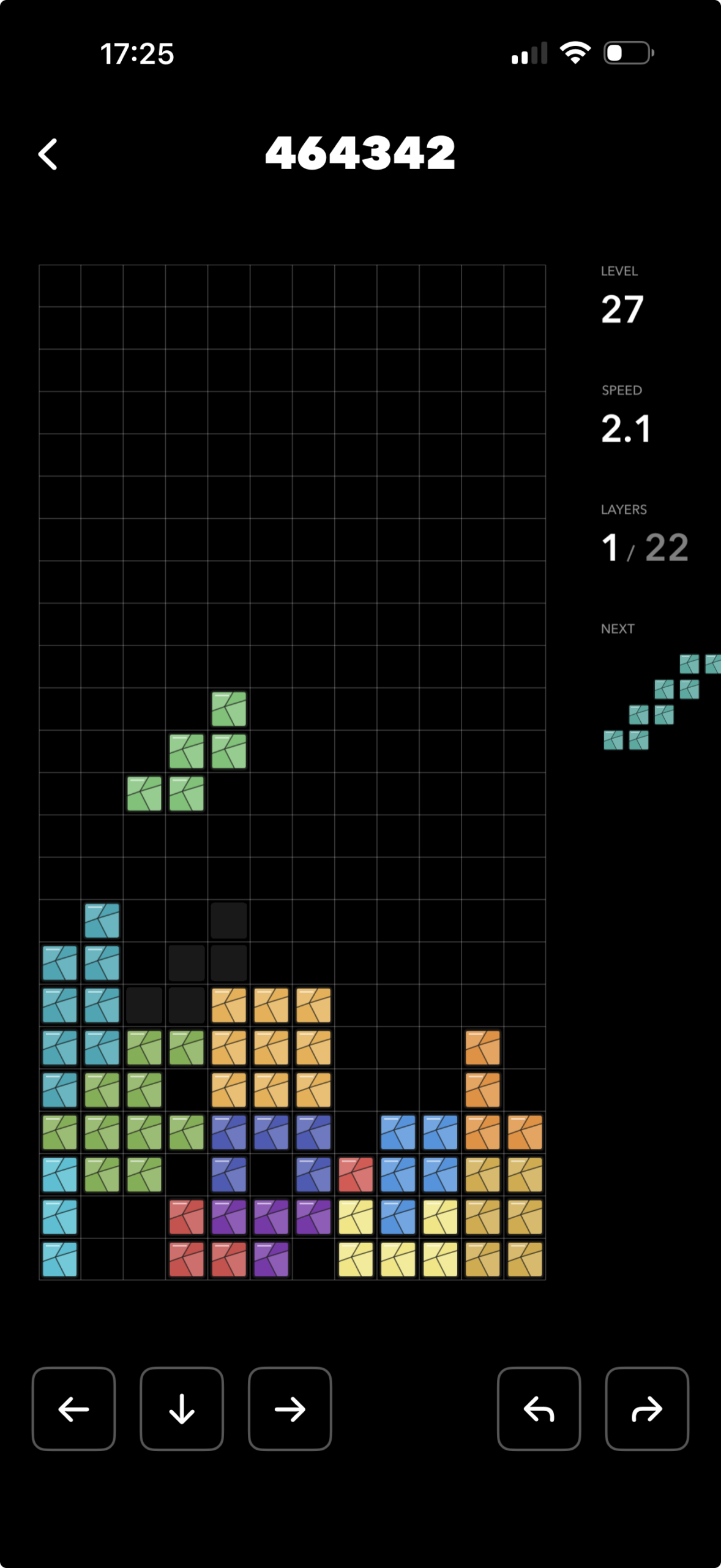 Original Polyx 2D iOS gameplay screenshot from a late level in the mosaic theme.