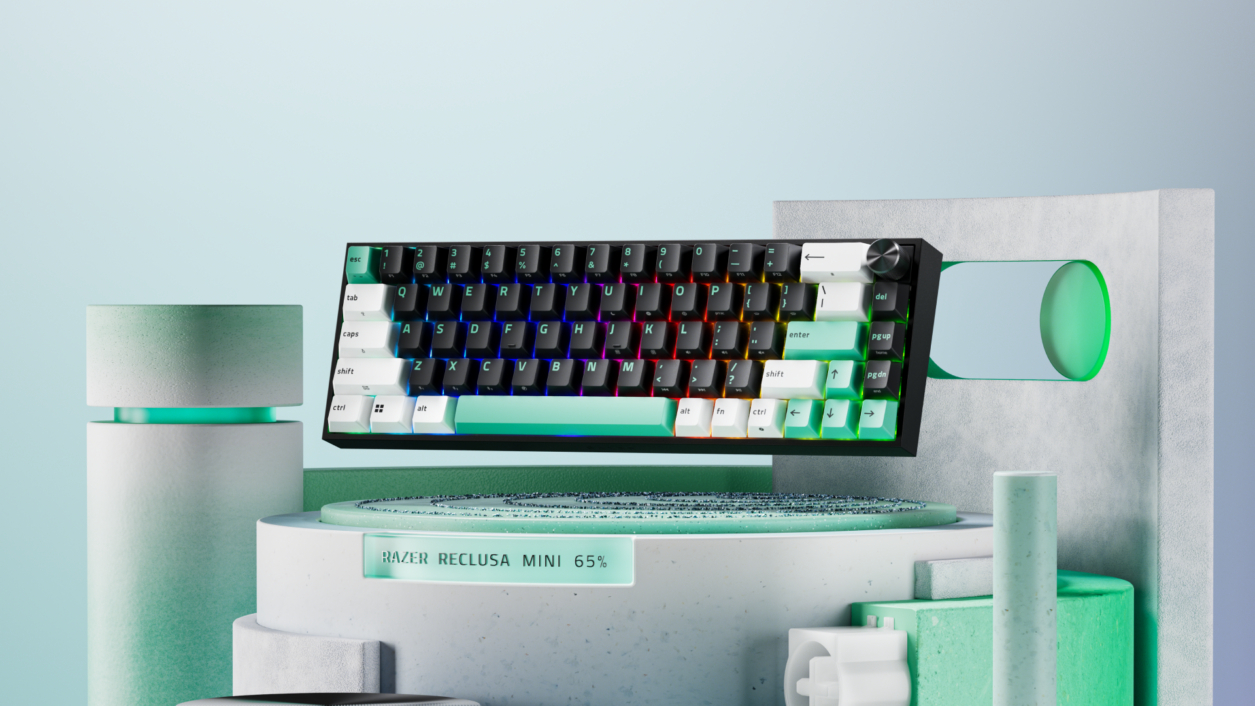 Razer Reclusa Mini 65% wireless magnetic gaming keyboard, official Razer promotional image