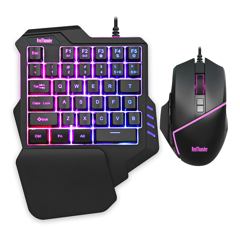 RedThunder 35-key RGB one-handed gaming keypad and wired mouse on a white background, official manufacturer image