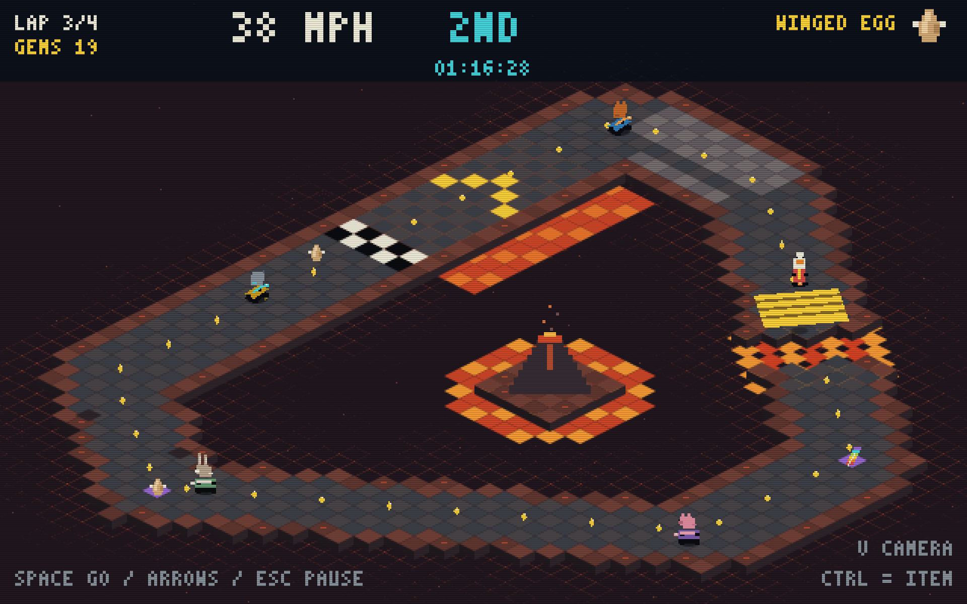 SG Racing genuine gameplay screenshot showing the volcano track, supplied by Beastflaps Games