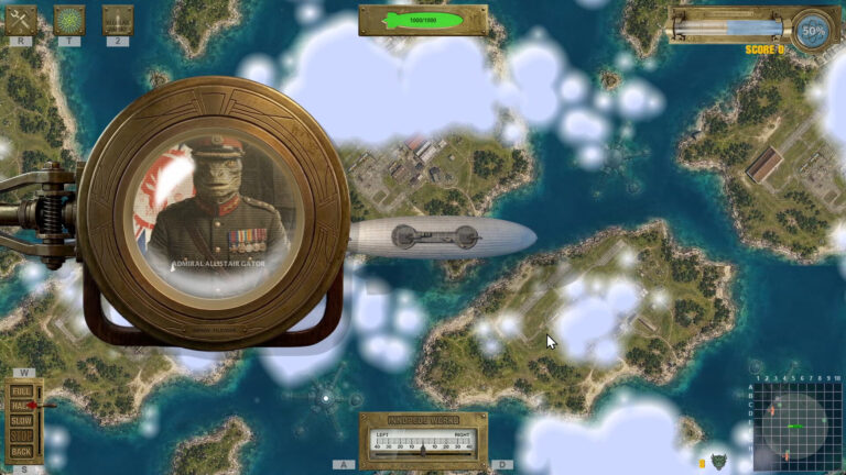 Airship gameplay with enemy encounter