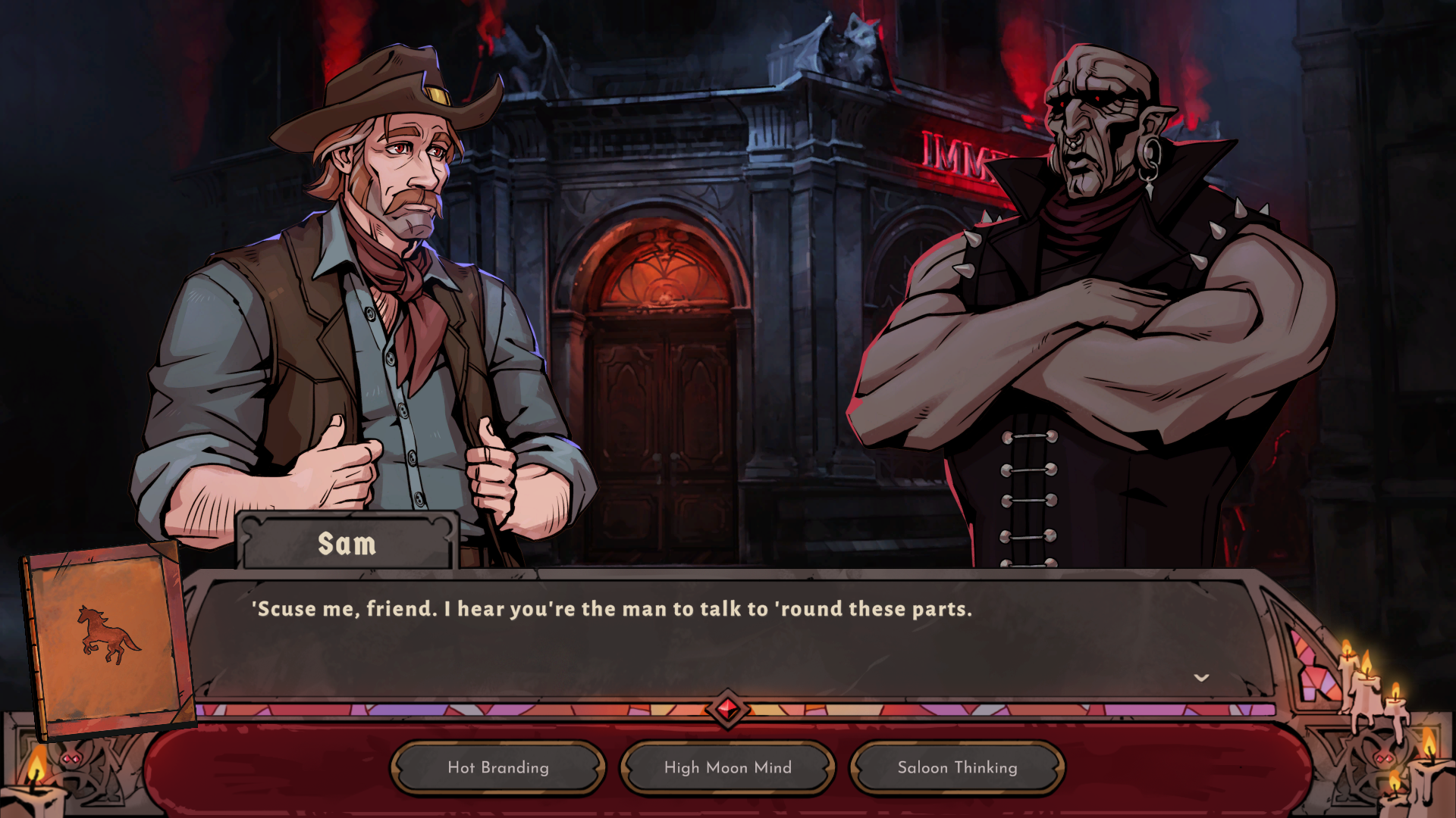 Official Vampire Therapist gameplay screenshot of dialogue in the game's Gothic therapy setting