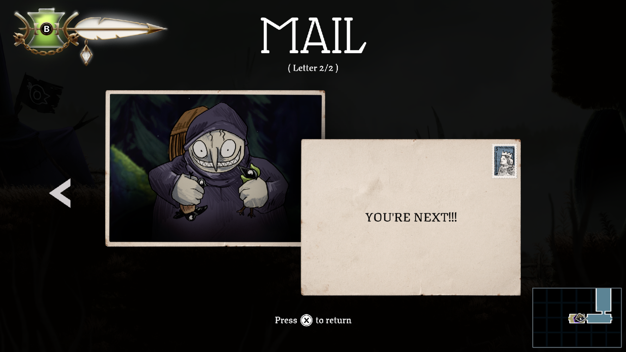 The hunter's chilling YOU'RE NEXT letter in Well Dweller