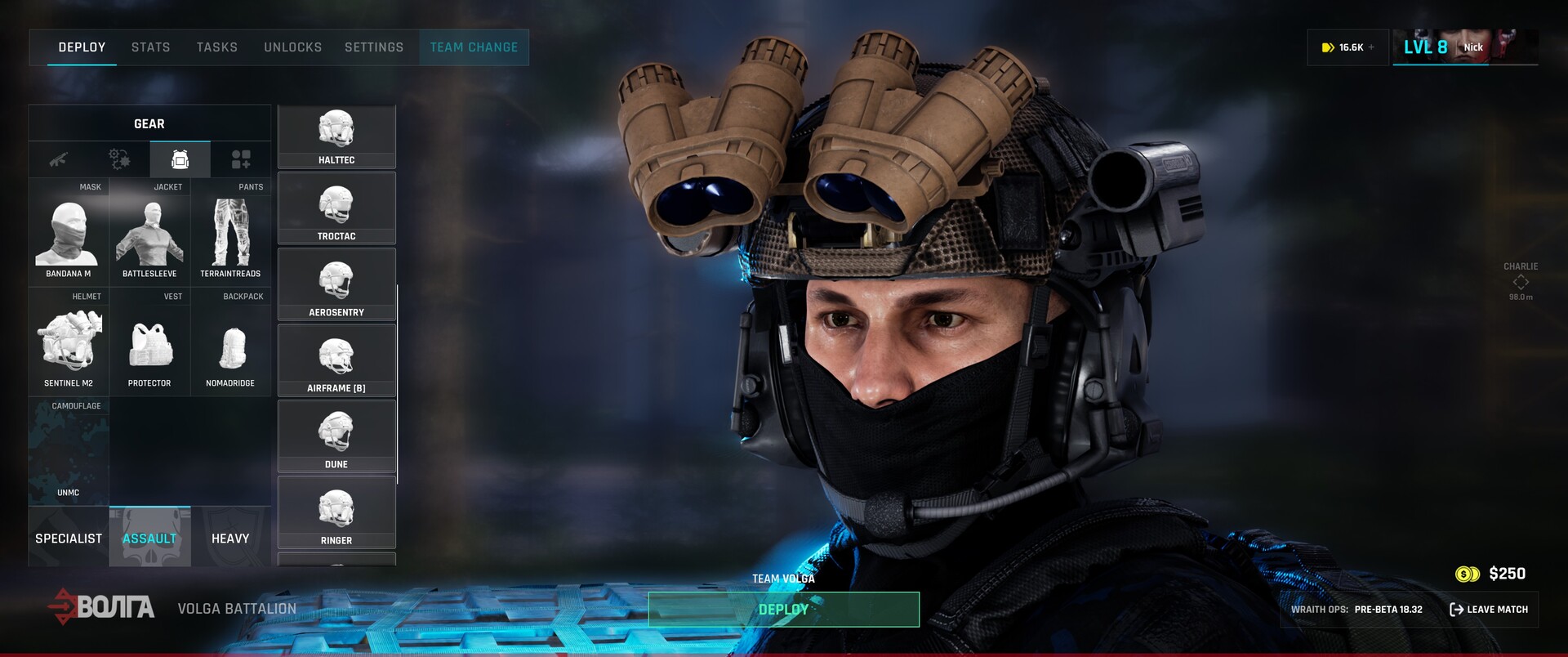 Official Wraith Ops in-game equipment customisation screenshot